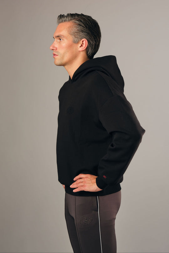 Hoodie G2 voor heren – luxe grijze oversized hoodie met embossed logo,  cropped fit. perfect voor gym, sporten, koffiedrinken of casual wear
